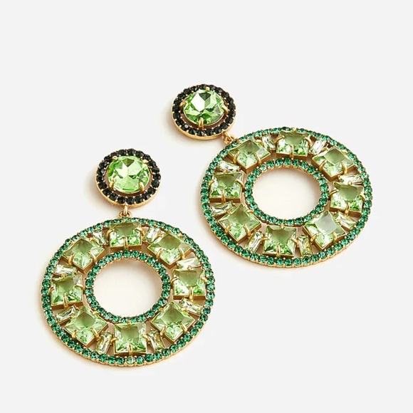 J.Crew Summer Green Crystal Cocktail Earrings NWOT - Picture 1 of 4